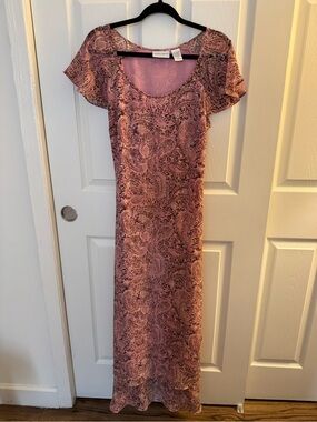 Jaclyn Smith Pink Paisley Maxi Dress with Scoop Neck